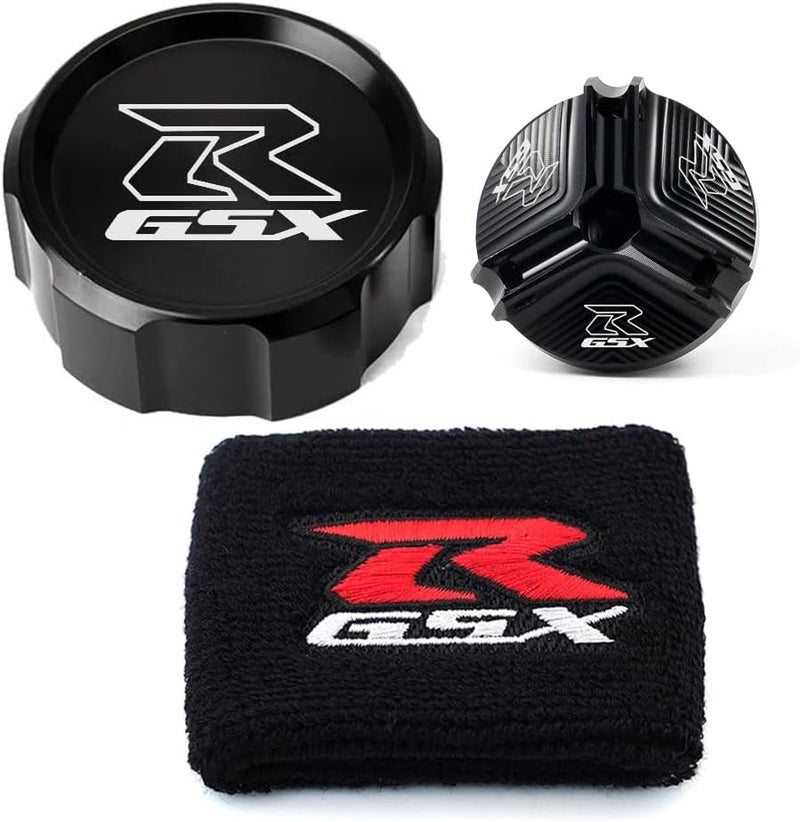 MOWOK غطاء حماية خزان سائل الفرامل الأمامي لدراجة سوزوكي GSX-R Gsxr 600 750 1000 GSX-R750 gsx-r600 gsx-r1000 وغطاء خزان الزيت (أسود) - Image 1